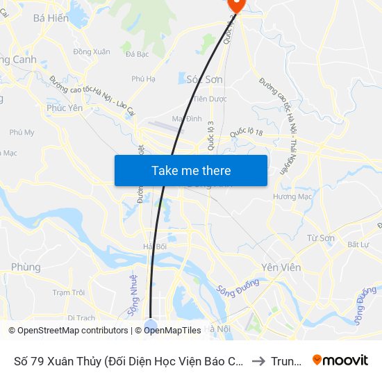 Số 79 Xuân Thủy (Đối Diện Học Viện Báo Chí Và Tuyên Truyền) to Trung Giã map