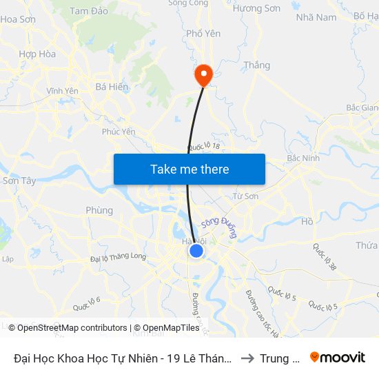 Đại Học Khoa Học Tự Nhiên - 19 Lê Thánh Tông to Trung Giã map