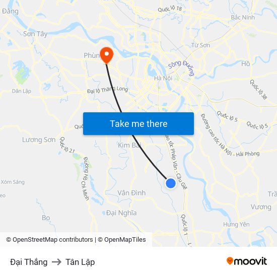 Đại Thắng to Tân Lập map