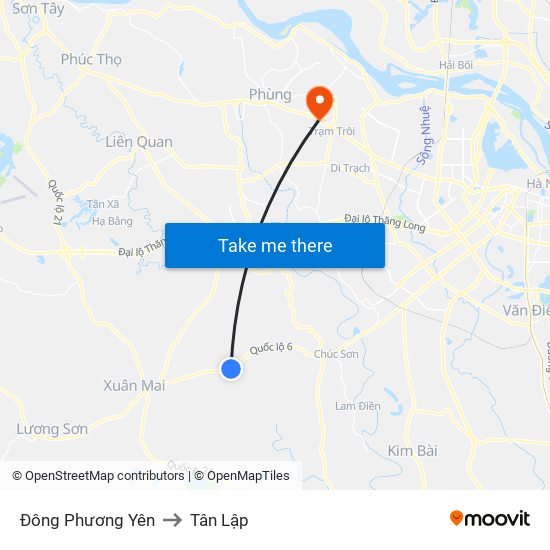 Đông Phương Yên to Tân Lập map