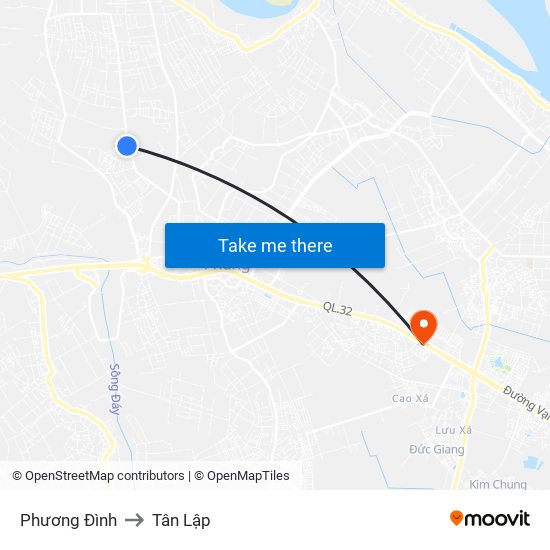 Phương Đình to Tân Lập map