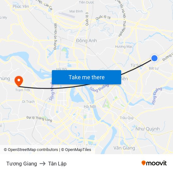 Tương Giang to Tân Lập map