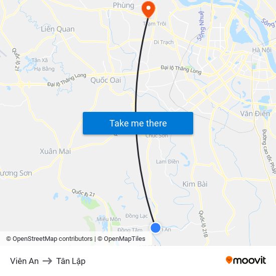 Viên An to Tân Lập map