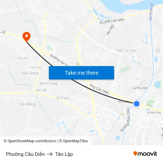 Phường Cầu Diễn to Tân Lập map