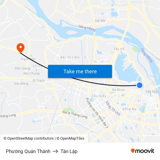 Phường Quán Thánh to Tân Lập map