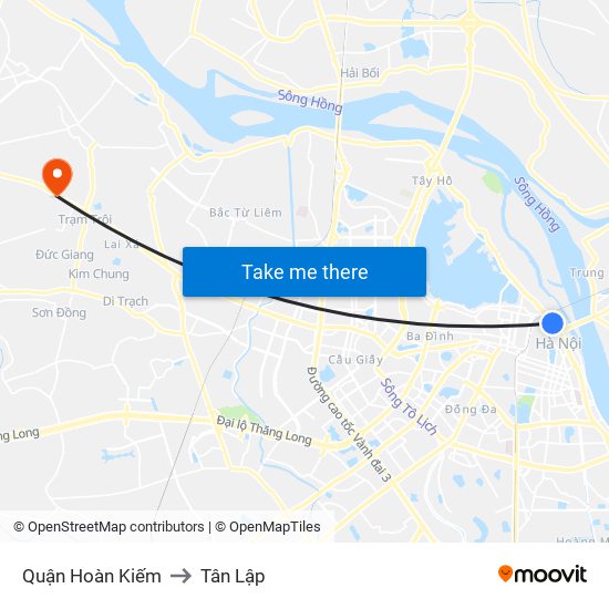 Quận Hoàn Kiếm to Tân Lập map