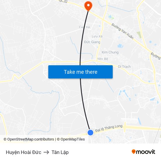 Huyện Hoài Đức to Tân Lập map