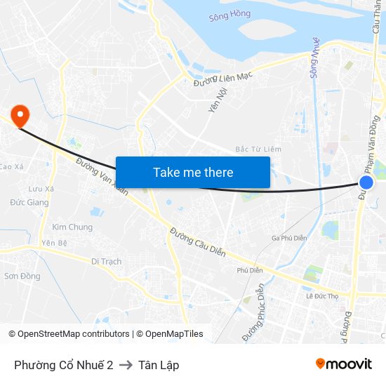 Phường Cổ Nhuế 2 to Tân Lập map