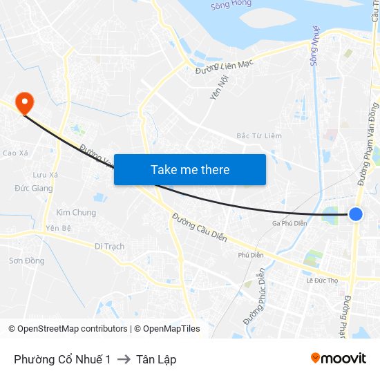 Phường Cổ Nhuế 1 to Tân Lập map