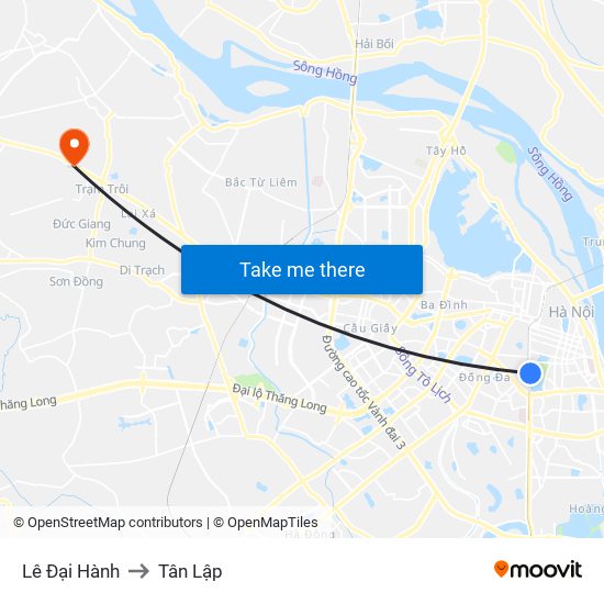 Lê Đại Hành to Tân Lập map