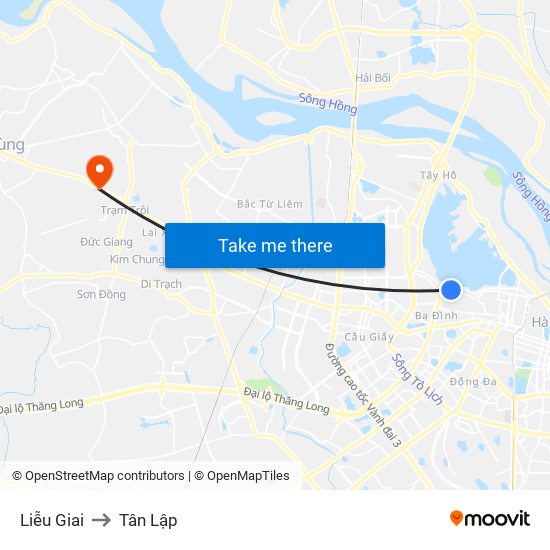 Liễu Giai to Tân Lập map