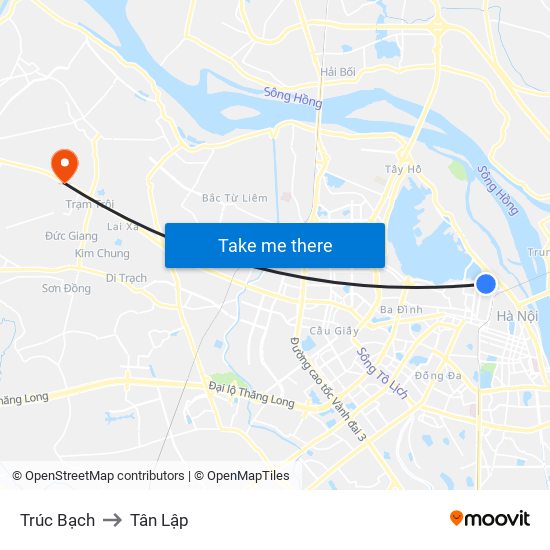 Trúc Bạch to Tân Lập map