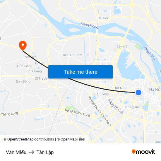 Văn Miếu to Tân Lập map