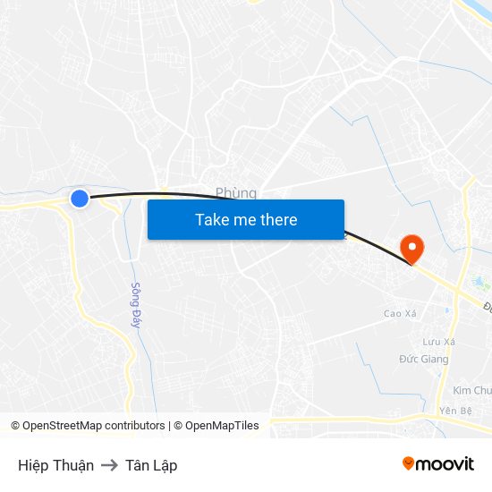 Hiệp Thuận to Tân Lập map