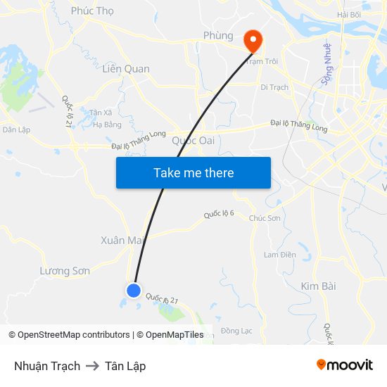 Nhuận Trạch to Tân Lập map