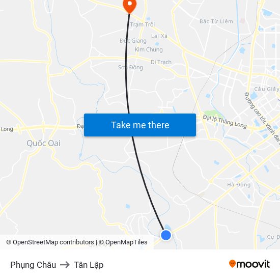 Phụng Châu to Tân Lập map