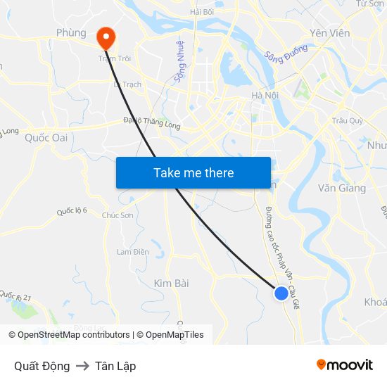 Quất Động to Tân Lập map