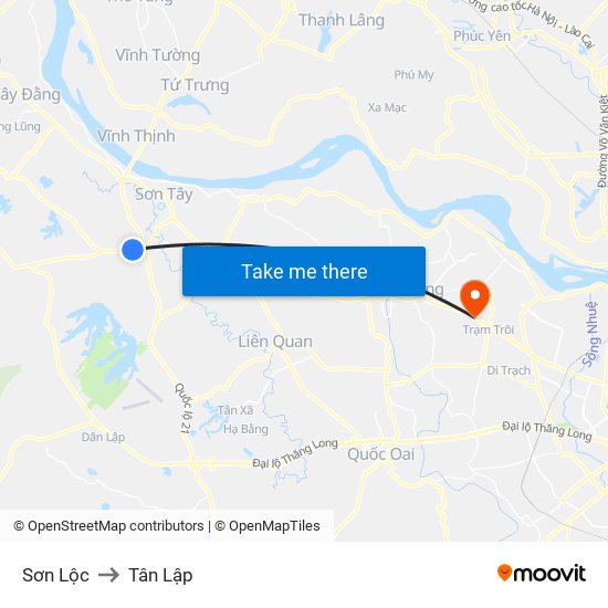 Sơn Lộc to Tân Lập map