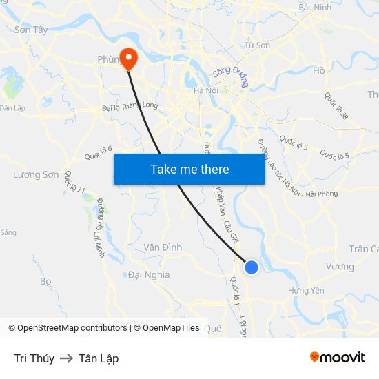 Tri Thủy to Tân Lập map