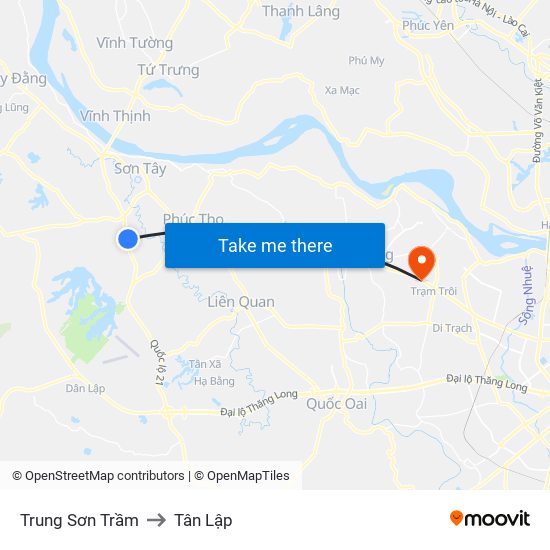 Trung Sơn Trầm to Tân Lập map