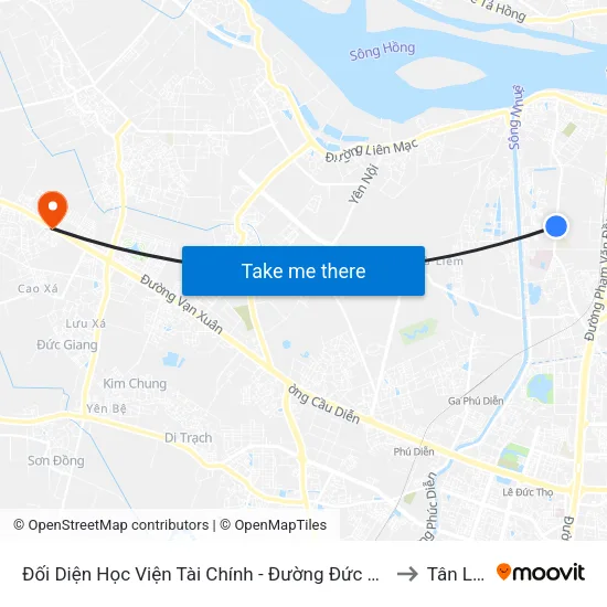 Đối Diện Học Viện Tài Chính - Đường Đức Thắng to Tân Lập map
