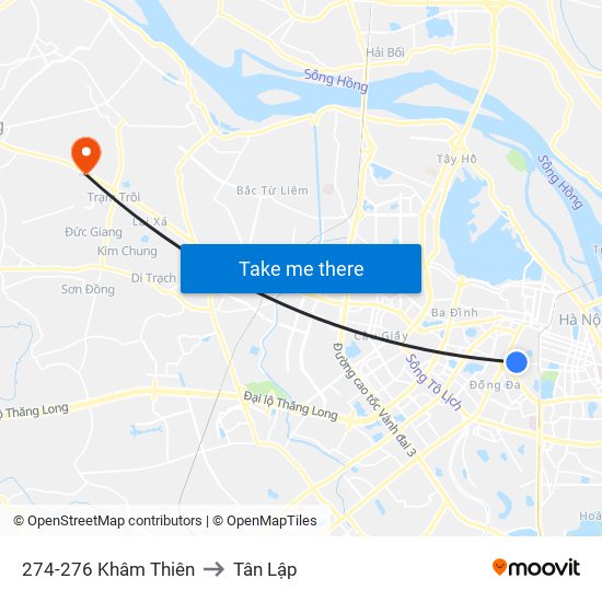 274-276 Khâm Thiên to Tân Lập map