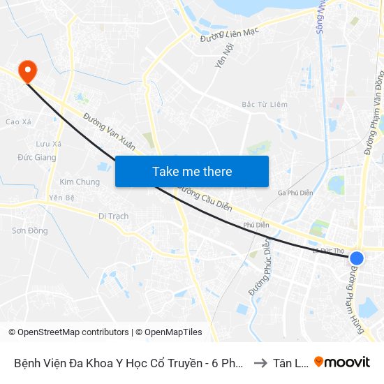 Bệnh Viện Đa Khoa Y Học Cổ Truyền - 6 Phạm Hùng to Tân Lập map