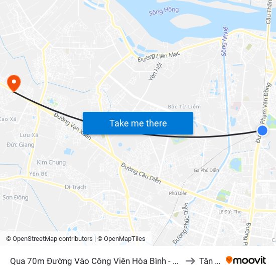 Qua 70m Đường Vào Công Viên Hòa Bình - Phạm Văn Đồng to Tân Lập map