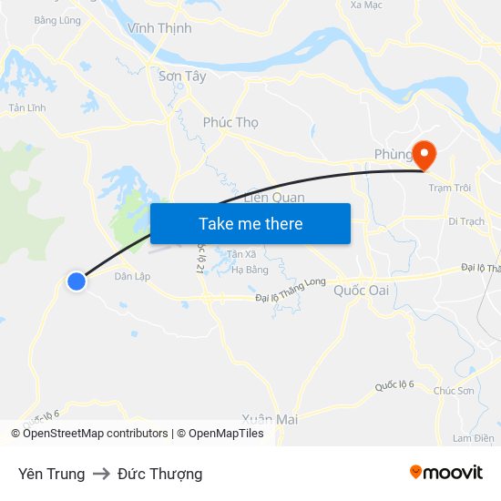 Yên Trung to Đức Thượng map