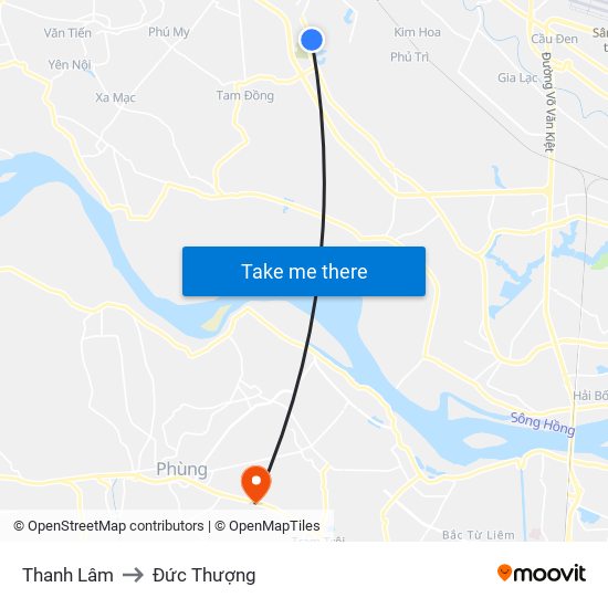 Thanh Lâm to Đức Thượng map