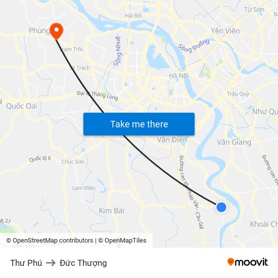 Thư Phú to Đức Thượng map