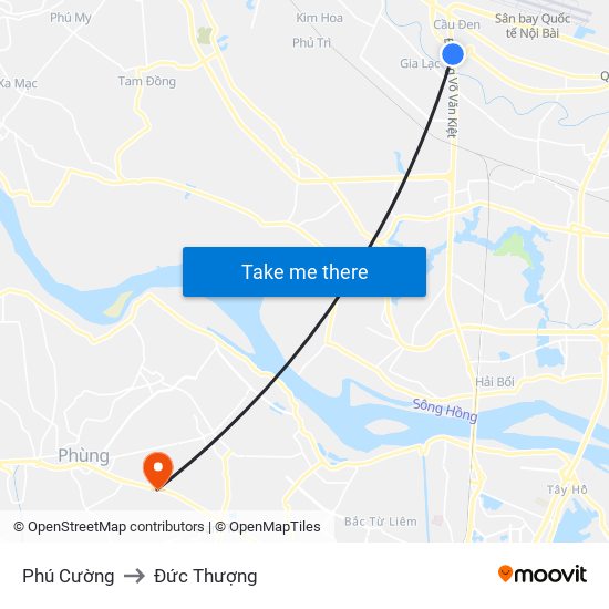 Phú Cường to Đức Thượng map