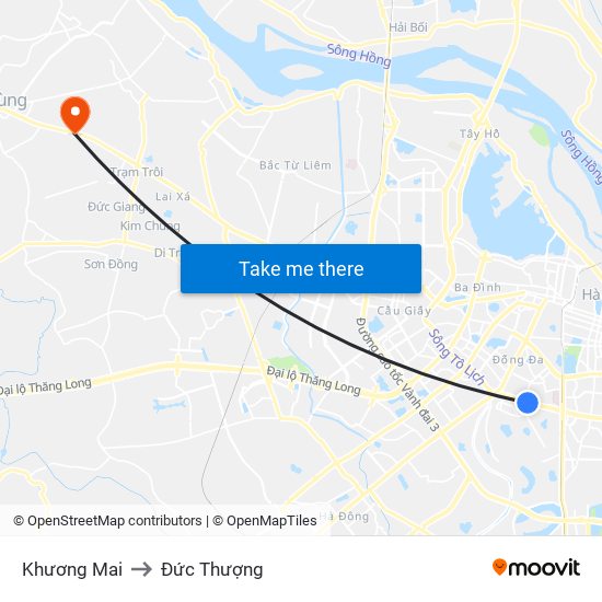 Khương Mai to Đức Thượng map