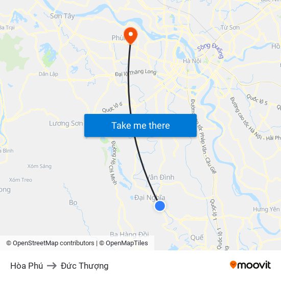 Hòa Phú to Đức Thượng map