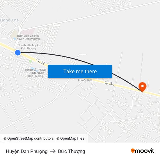 Huyện Đan Phượng to Đức Thượng map