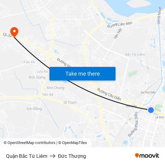 Quận Bắc Từ Liêm to Đức Thượng map