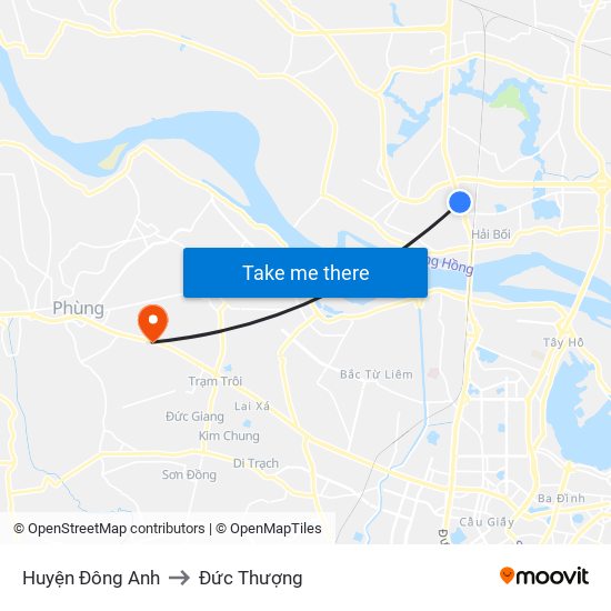 Huyện Đông Anh to Đức Thượng map