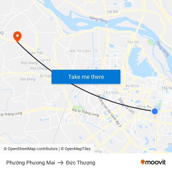 Phường Phương Mai to Đức Thượng map