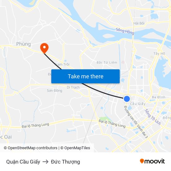 Quận Cầu Giấy to Đức Thượng map