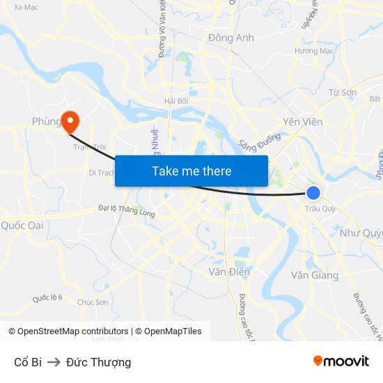 Cổ Bi to Đức Thượng map