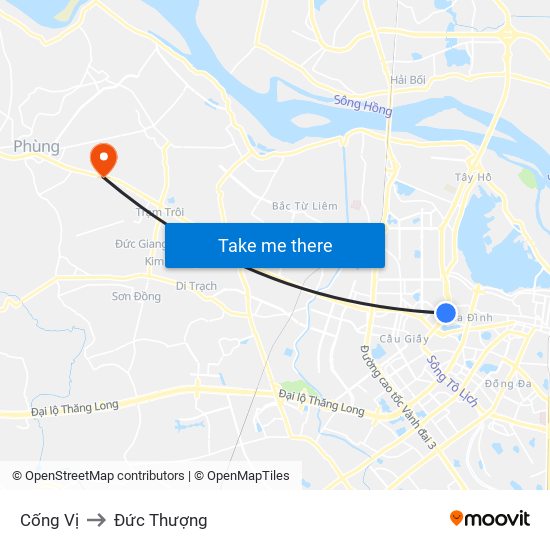 Cống Vị to Đức Thượng map