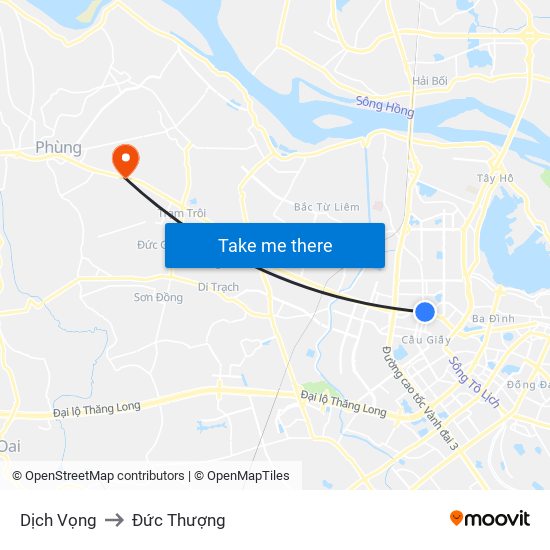 Dịch Vọng to Đức Thượng map