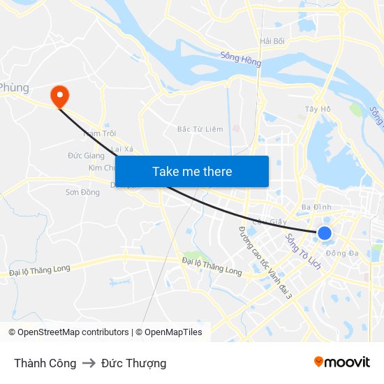 Thành Công to Đức Thượng map