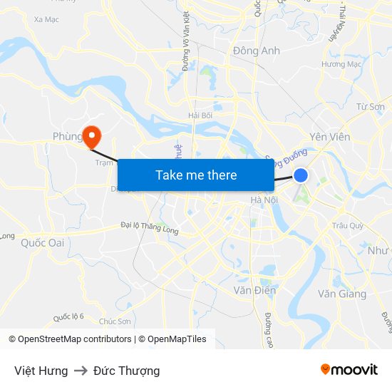 Việt Hưng to Đức Thượng map