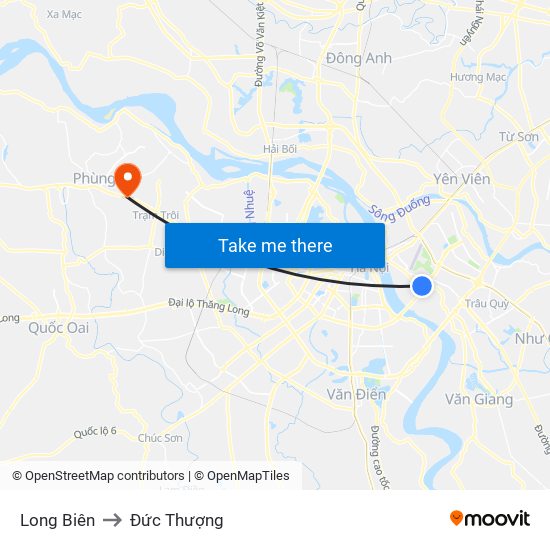 Long Biên to Đức Thượng map