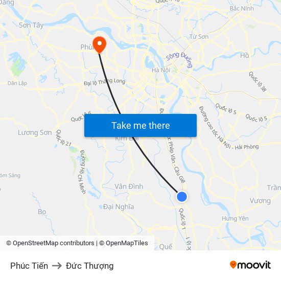 Phúc Tiến to Đức Thượng map