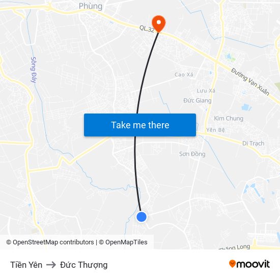 Tiền Yên to Đức Thượng map