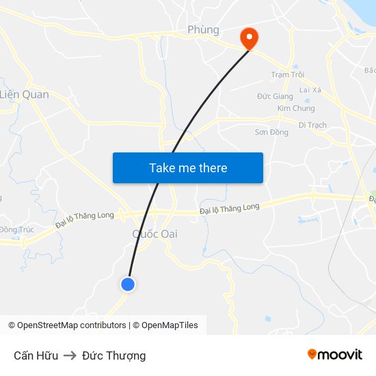 Cấn Hữu to Đức Thượng map