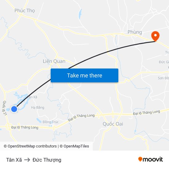 Tân Xã to Đức Thượng map