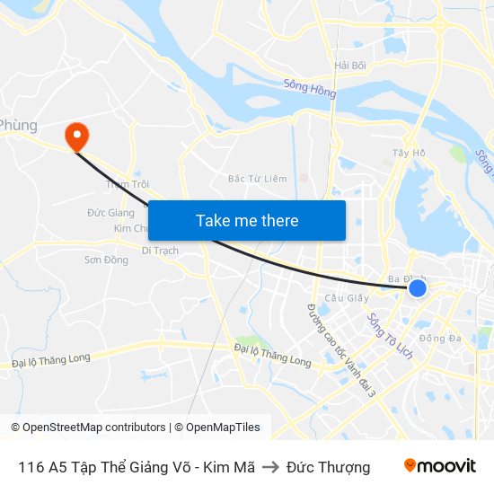 116 A5 Tập Thể Giảng Võ - Kim Mã to Đức Thượng map